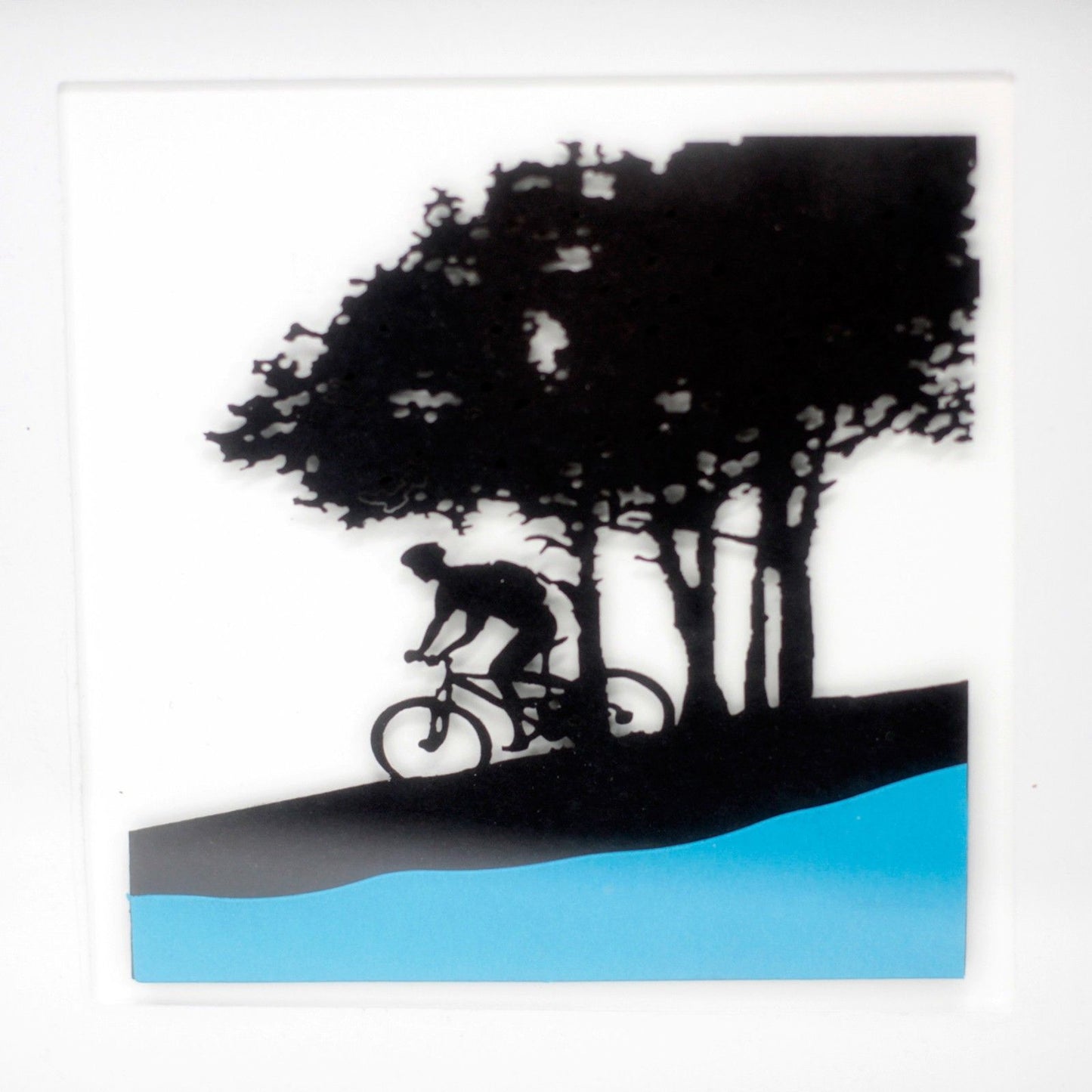 Paper Cutout Black Picture Frame - Single Cyclist