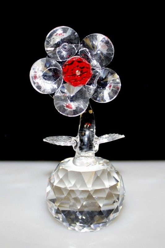 Single Crystal Flower on Crystal (Red)