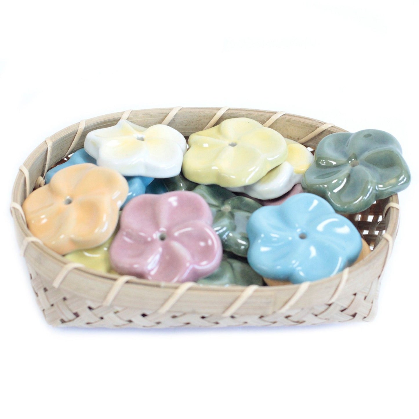 Ceramic Incense Holder - Frangipani (asst cols)