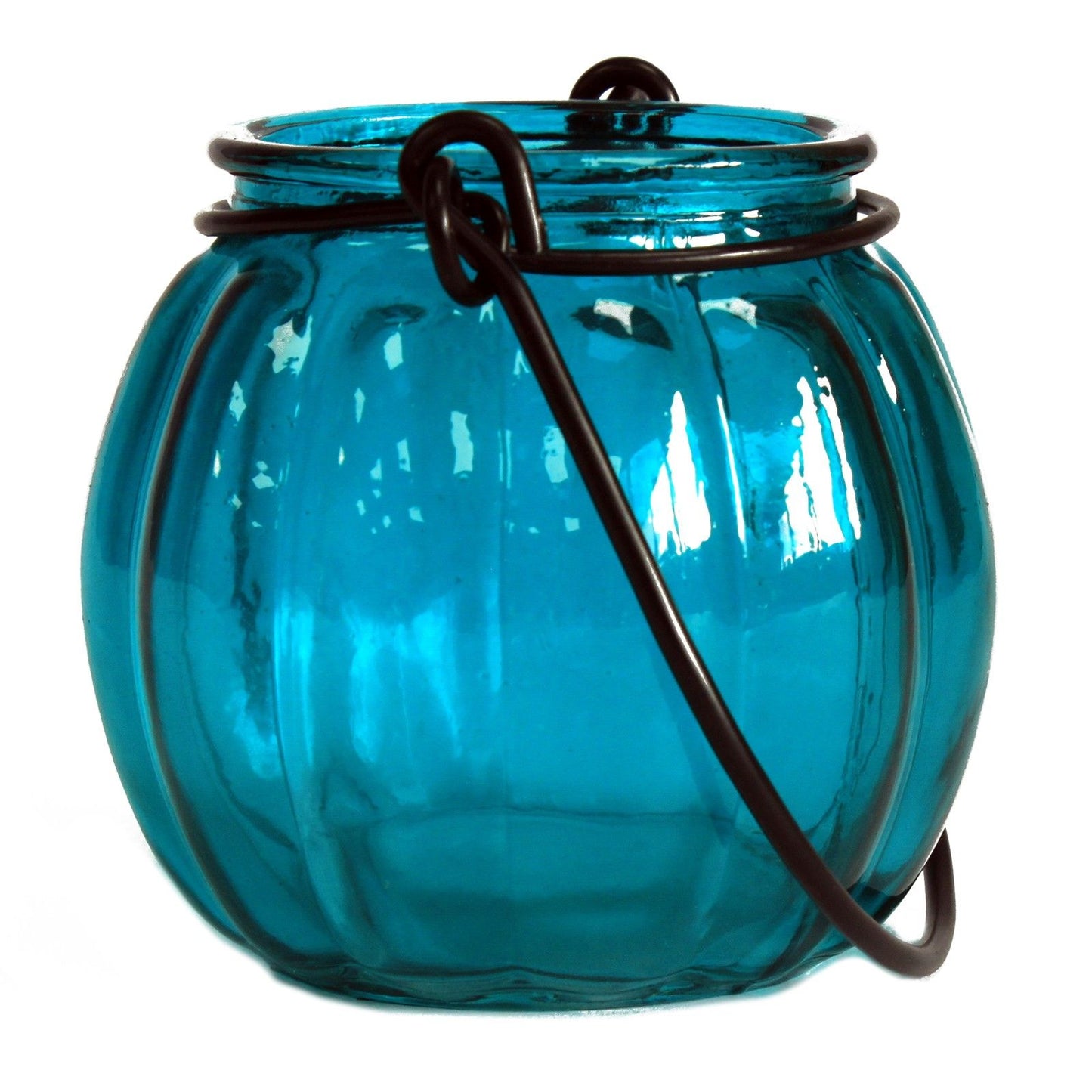 Recycled Pumpkin Candle Lantern - Teal