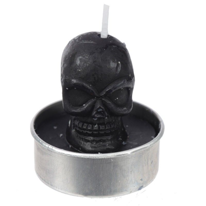 Tea Light Candle - Black and White Skulls
