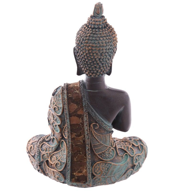 Thai Buddha Sitting - Small Brown & Verdigris Effect