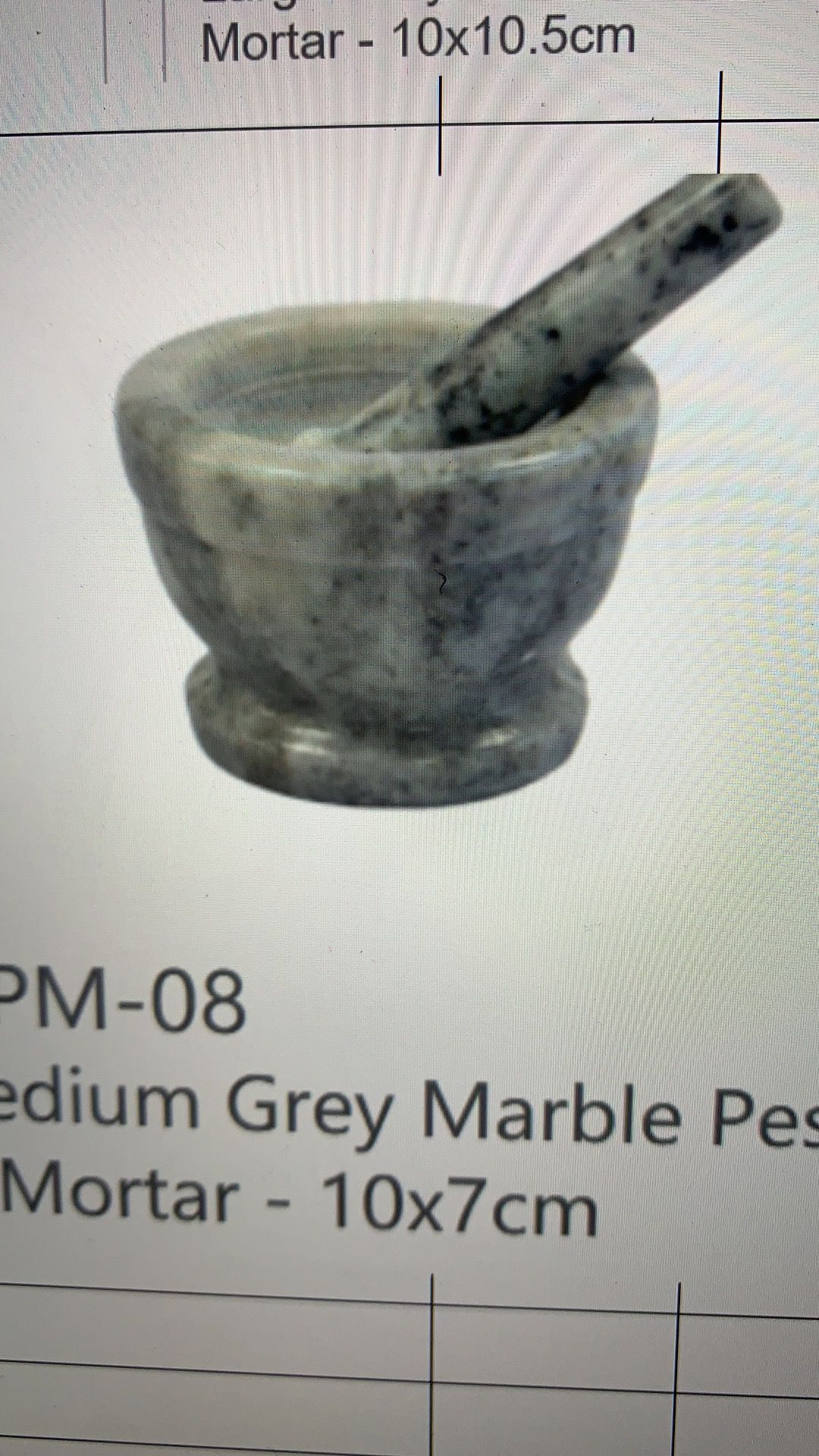 Medium Grey Marble Pestle & Mortar - 10x7cm