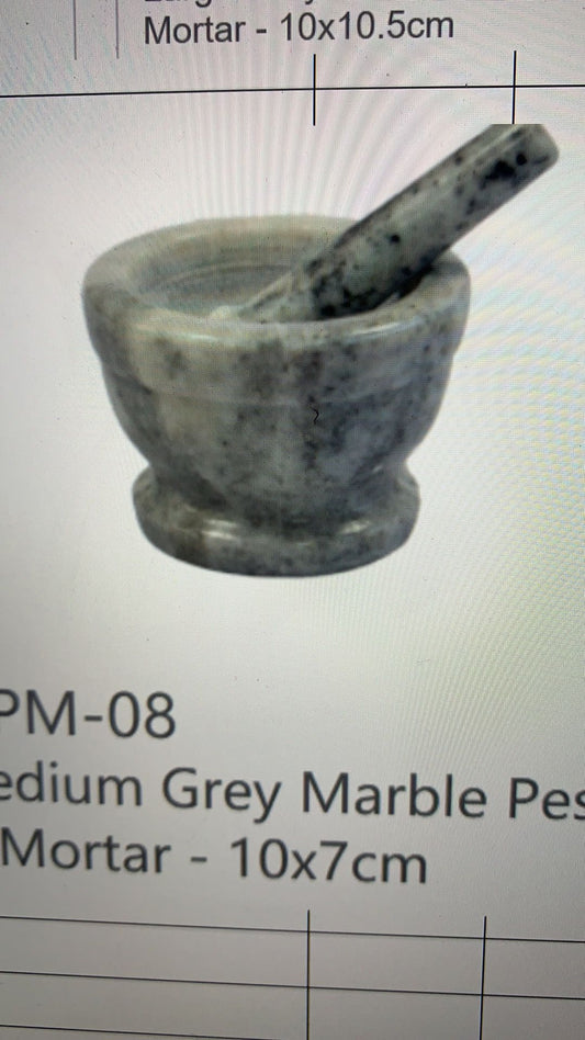 Medium Grey Marble Pestle & Mortar - 10x7cm