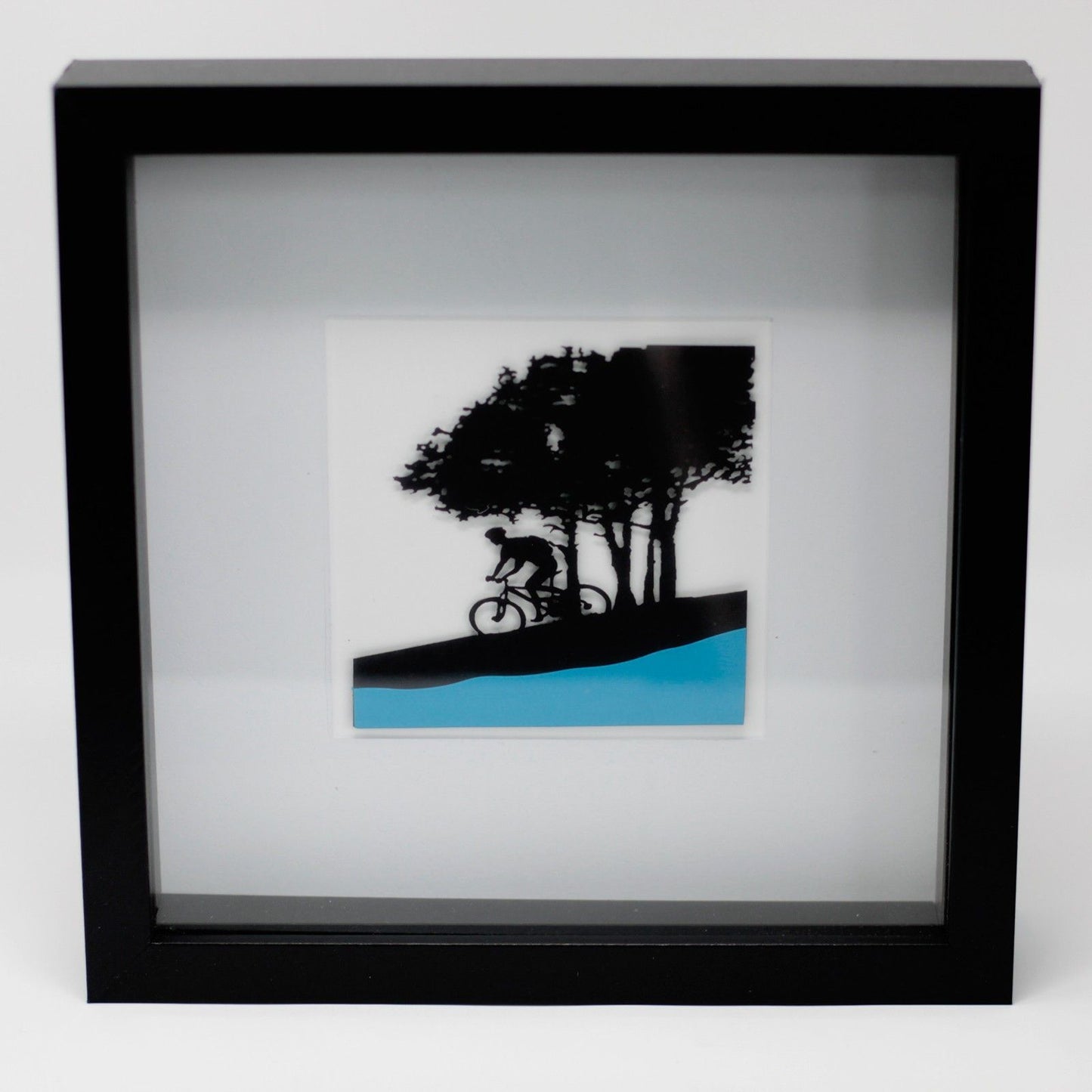 Paper Cutout Black Picture Frame - Single Cyclist