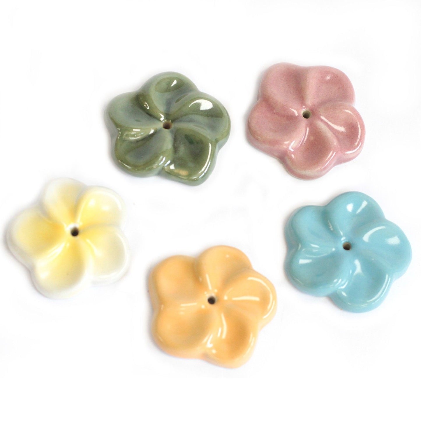 Ceramic Incense Holder - Frangipani (asst cols)