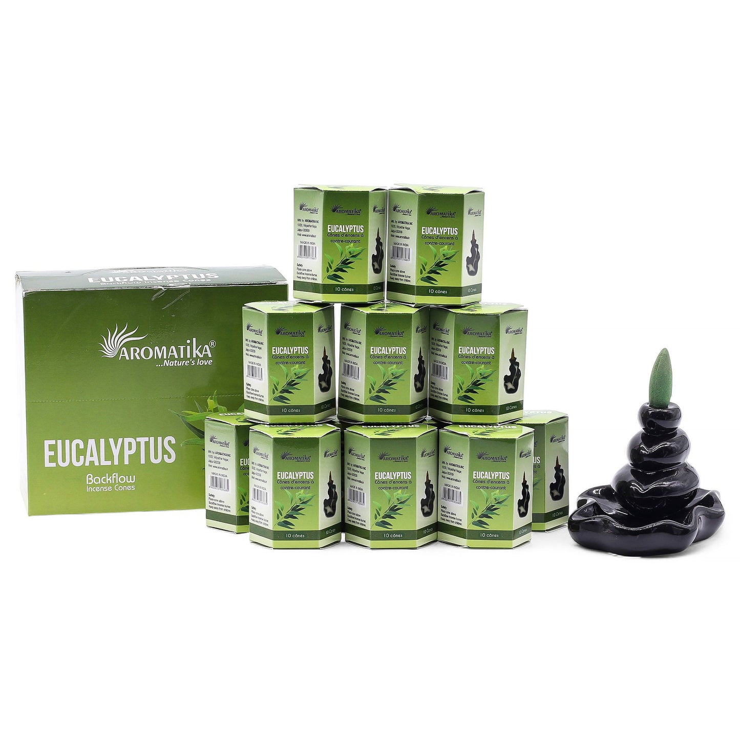 Pack of 10 Masala Backflow Incense - Eucalyptus