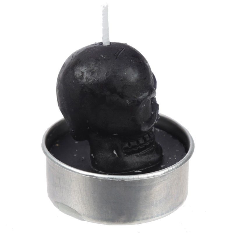 Tea Light Candle - Black and White Skulls
