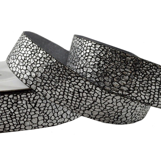 15mm Silver Snake Skin Styled Ribbon (10m)
