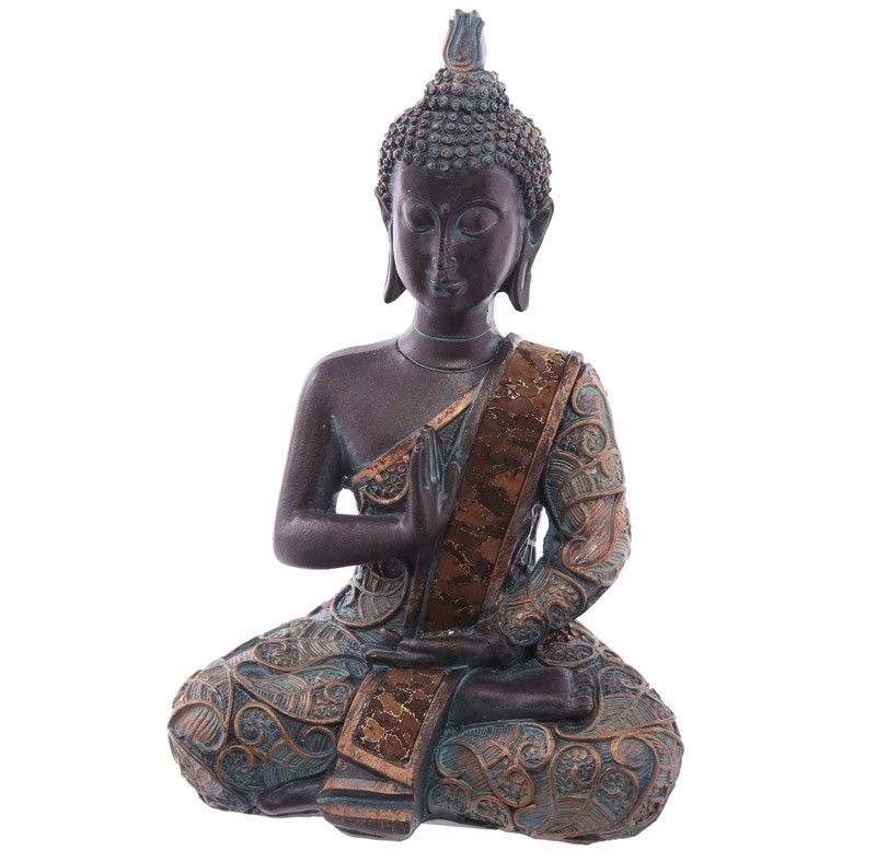 Thai Buddha Sitting - Small Brown & Verdigris Effect