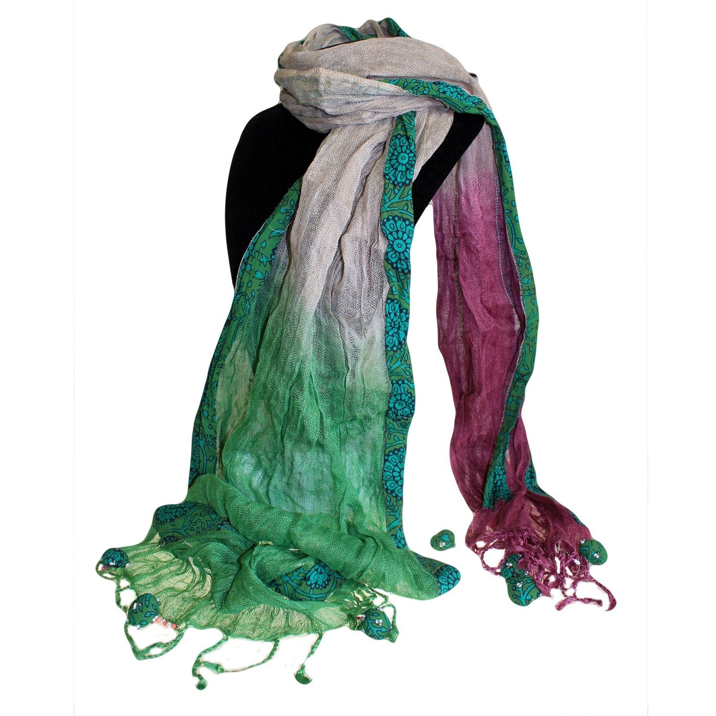 Linen Décor Scarves - Green Brown Lilac