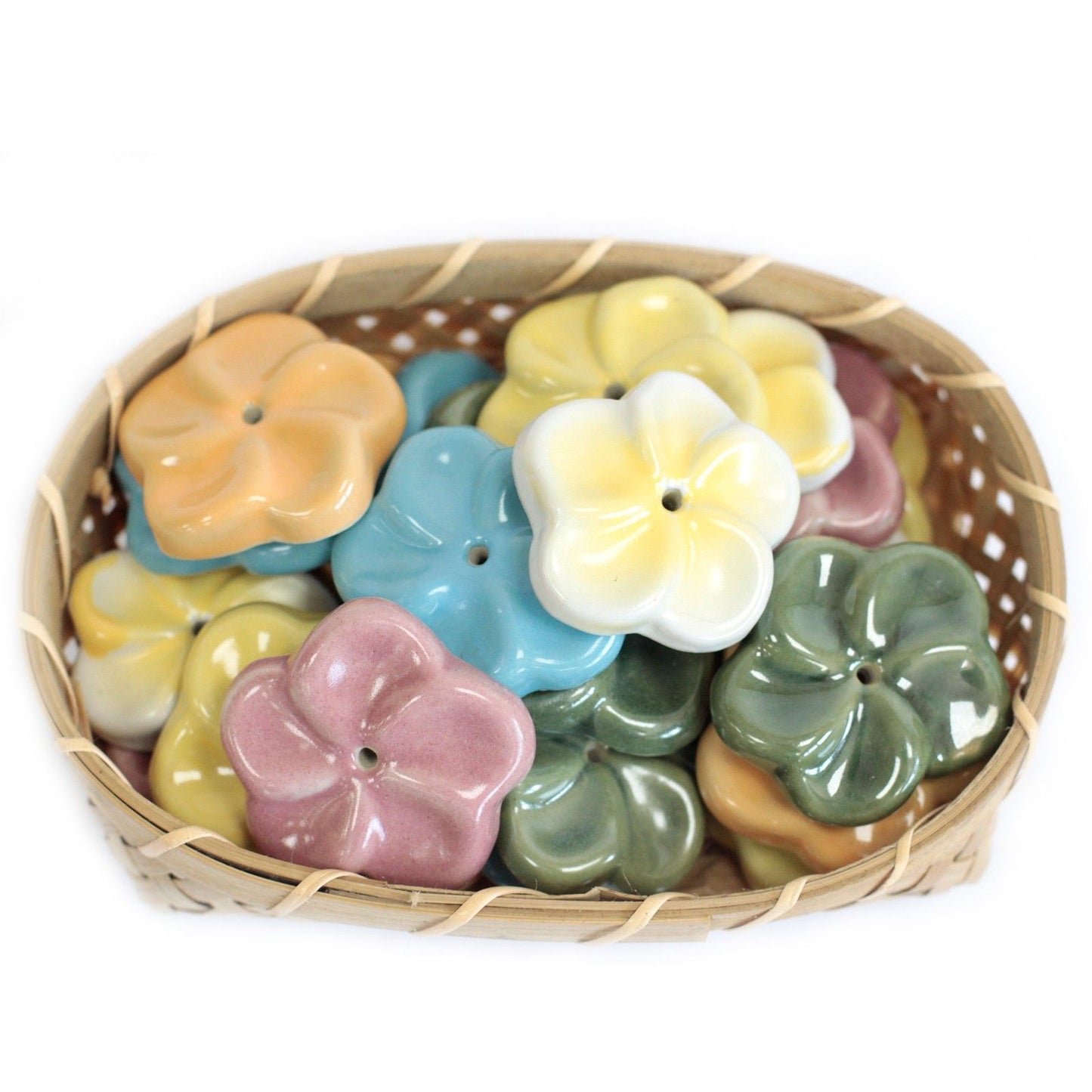 Ceramic Incense Holder - Frangipani (asst cols)