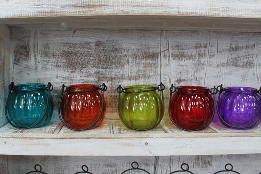 Recycled Pumpkin Candle Lantern - Ruby