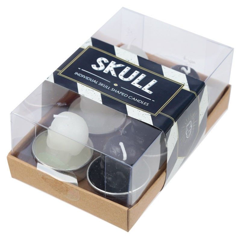 Tea Light Candle - Black and White Skulls