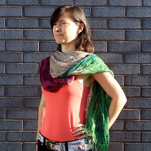 Linen Décor Scarves - Green Brown Lilac