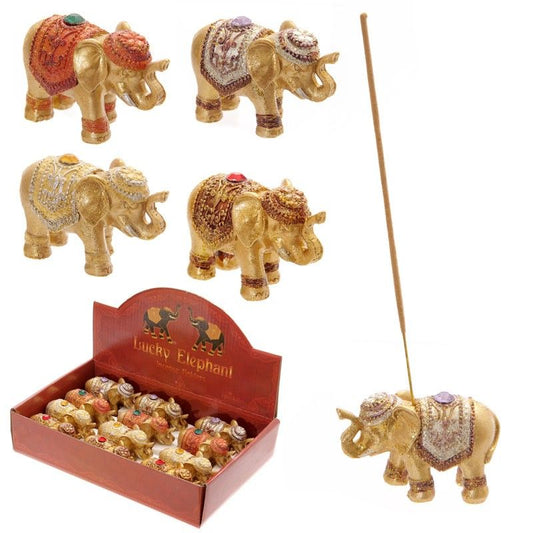 Metallic Glitter Lucky Elephant Incense Stick Holder