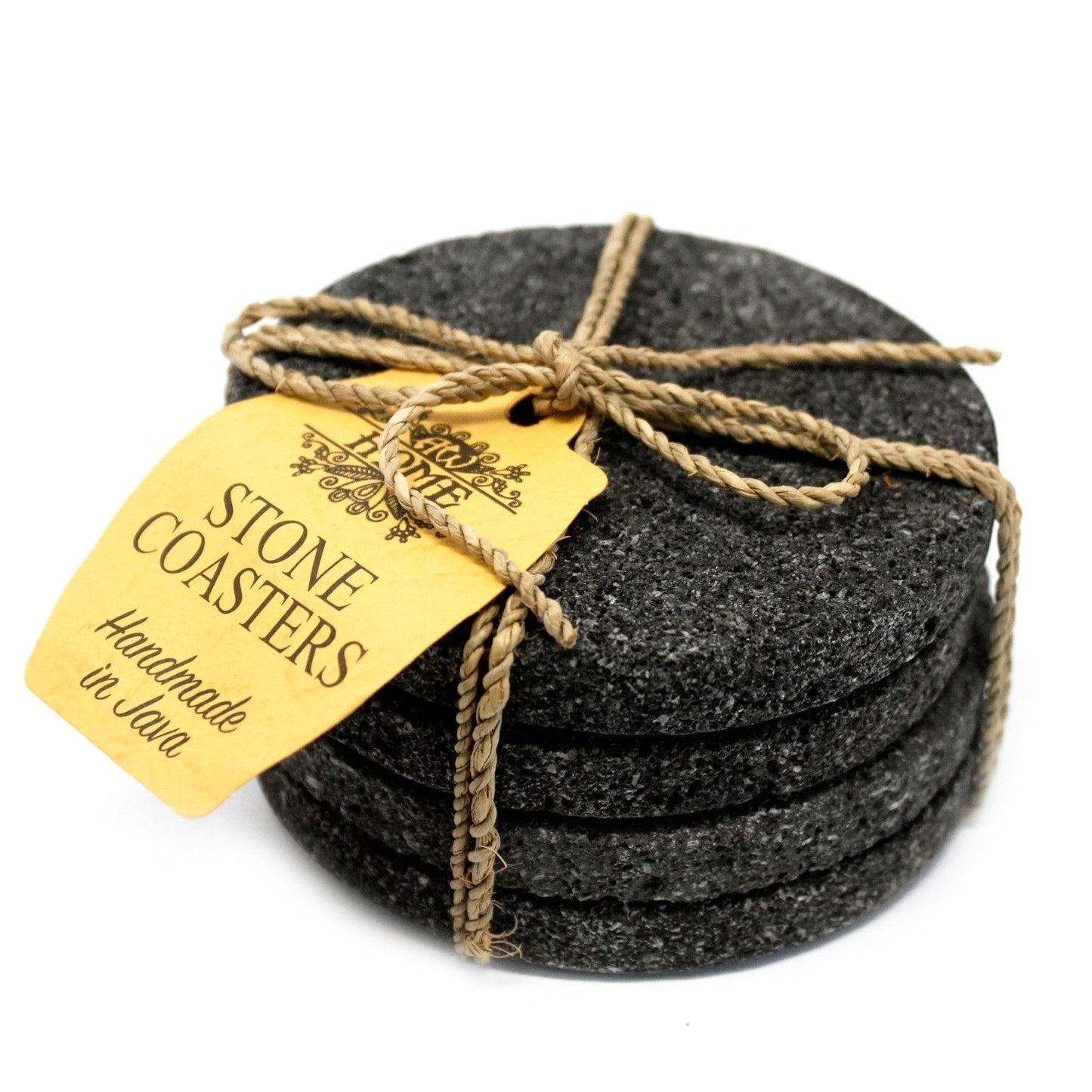 Stone Set of 4 Coasters - Round - Simple Lavastone