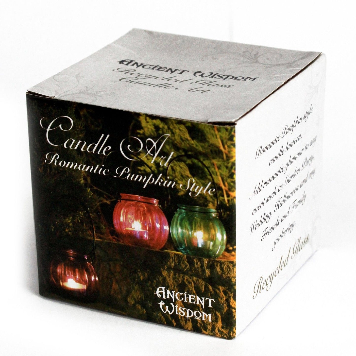 Recycled Pumpkin Candle Lantern - Ruby