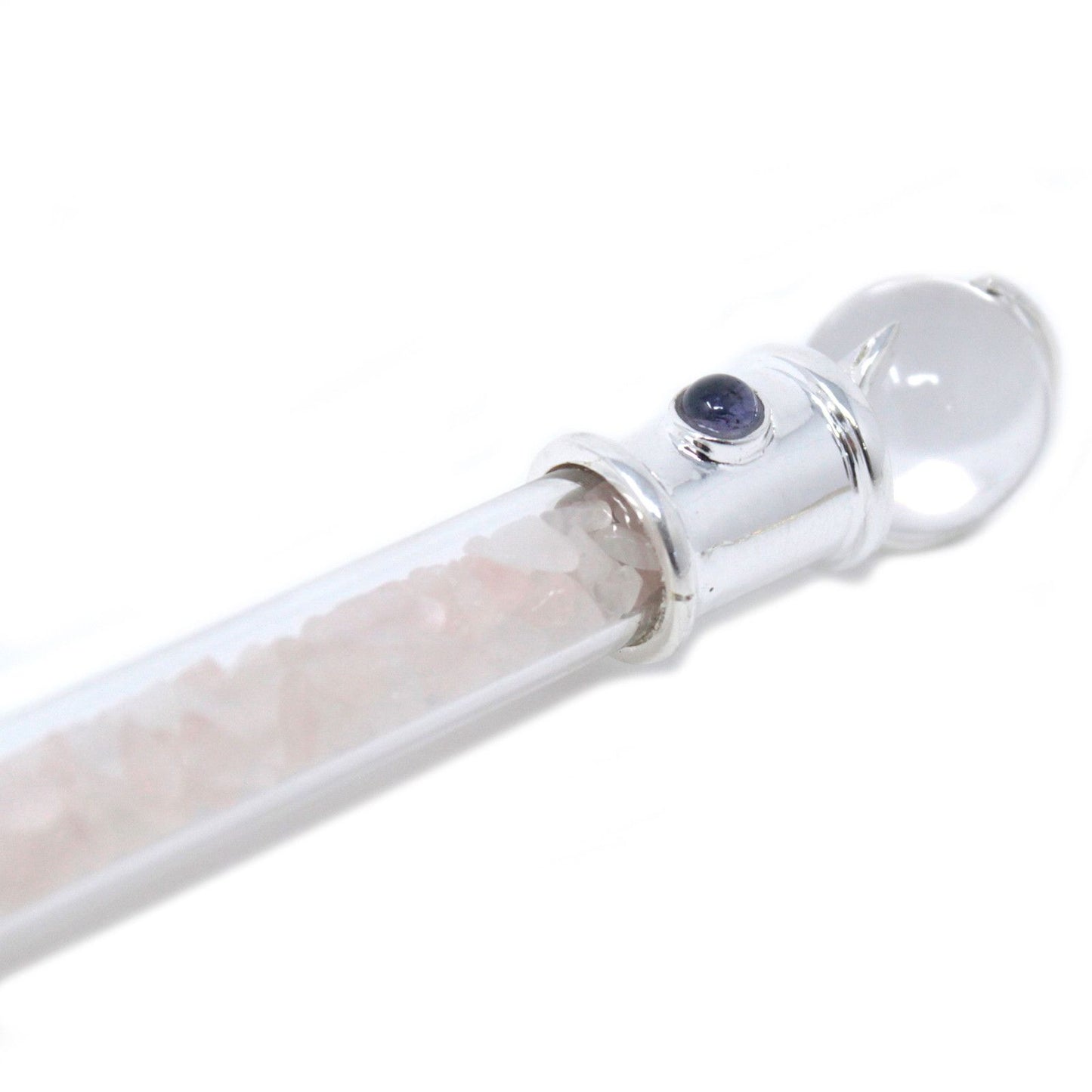 Glass Healing Wand - Silver plated - Rose Quartz