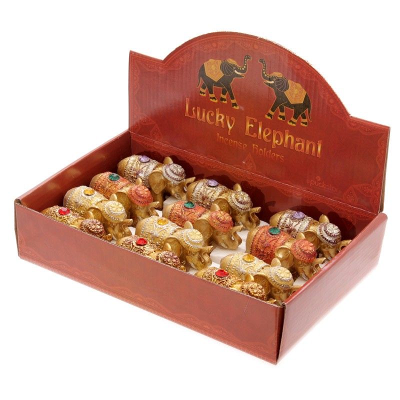 Metallic Glitter Lucky Elephant Incense Stick Holder