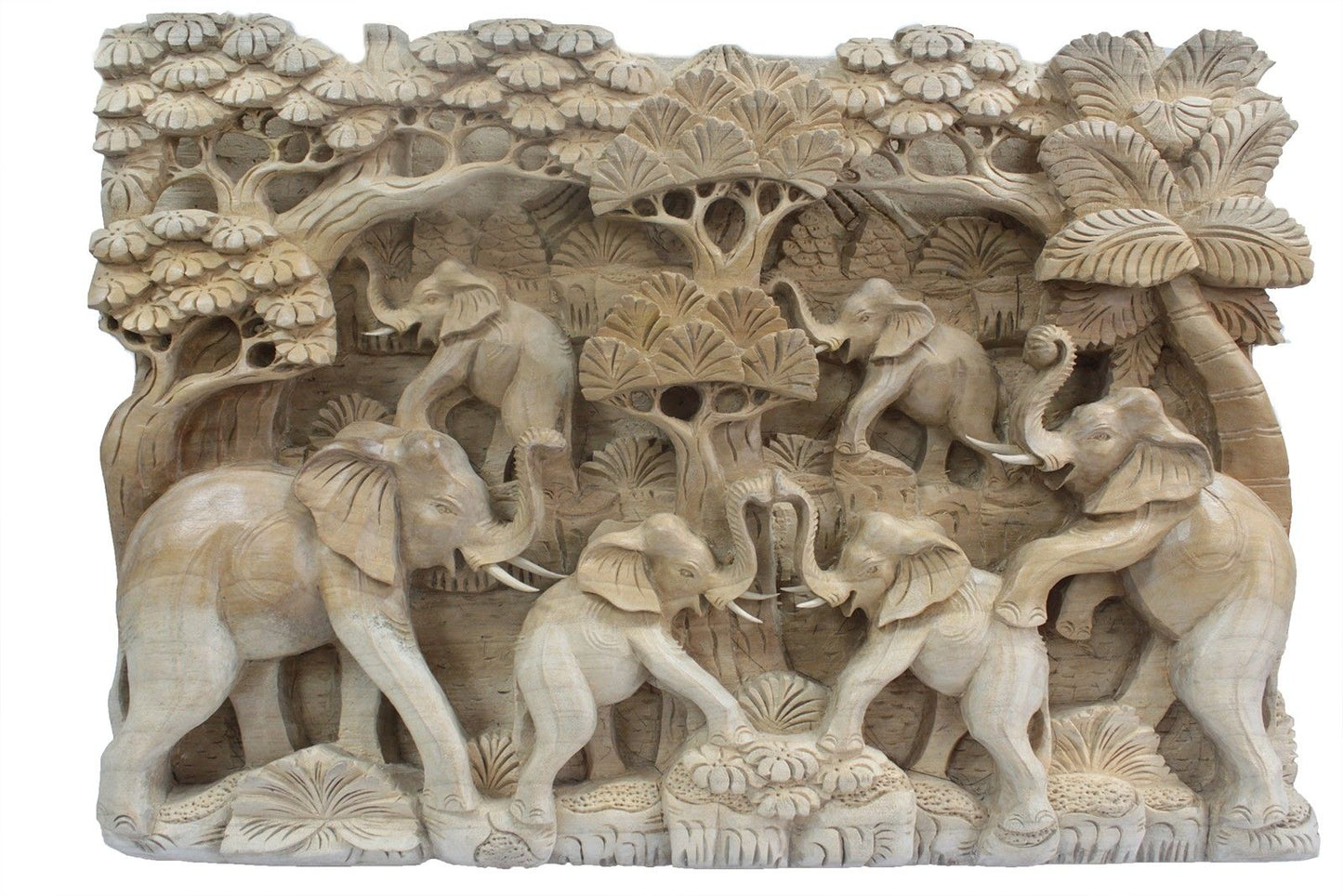 Bali Artisan Panels - Elephants & Volcano Natural Color