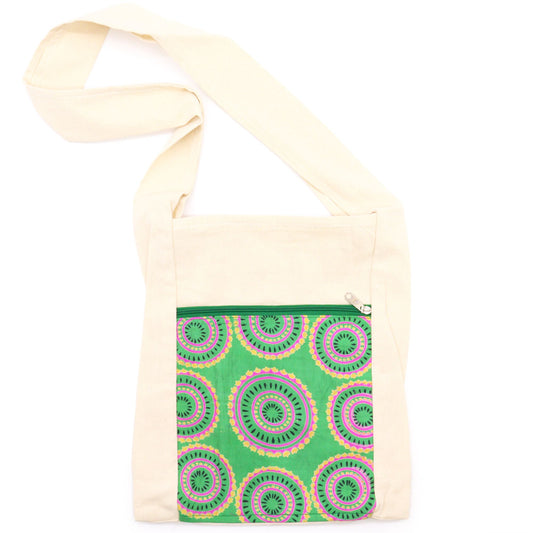 Sling Bag - Green Alpana Silk - Asst