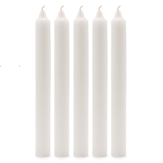 Solid Colour Dinner Candles - Rustic White - Pack of 5