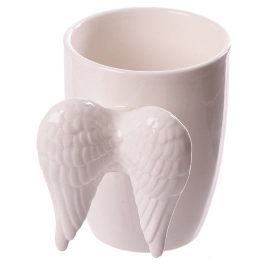 White Ceramic Angel Mug with Wings Handle