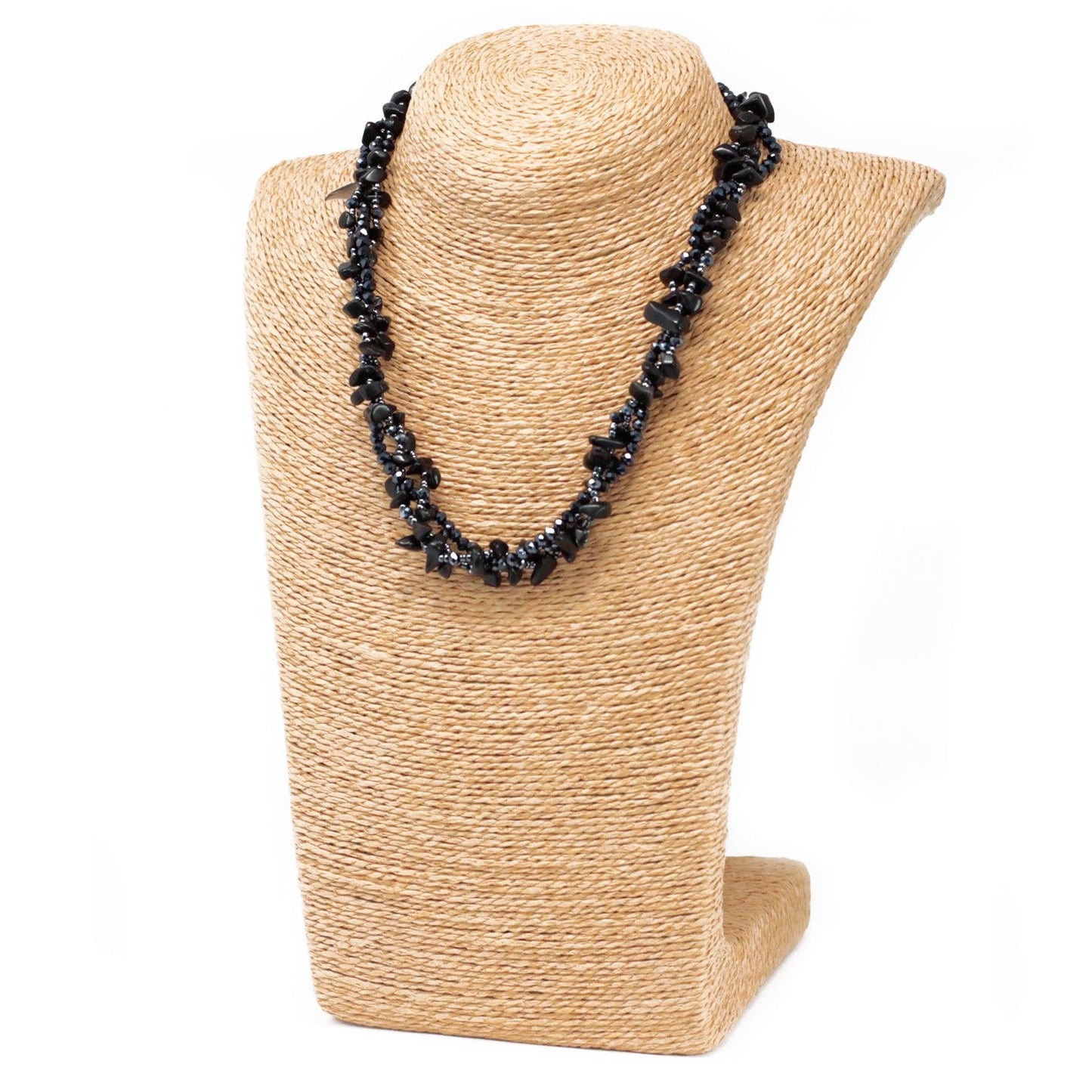 Chipstone & Bead Necklace - Black Agate