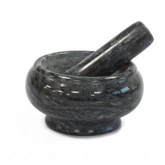Small Black Marble Pestle & Mortar - 8x5.5cm