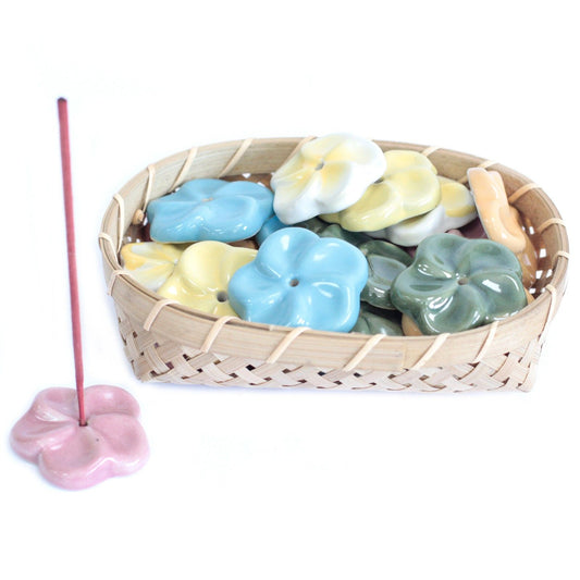 Ceramic Incense Holder - Frangipani (asst cols)