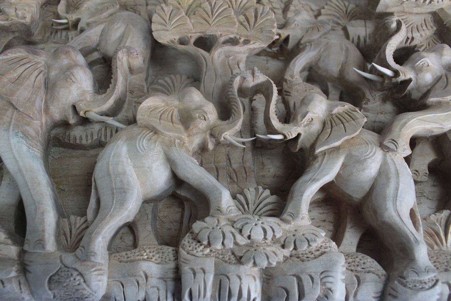 Bali Artisan Panels - Elephants & Volcano Natural Color