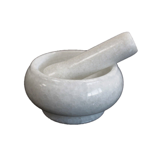 Small white Marble Pestle & Mortal - 8x5.5cm