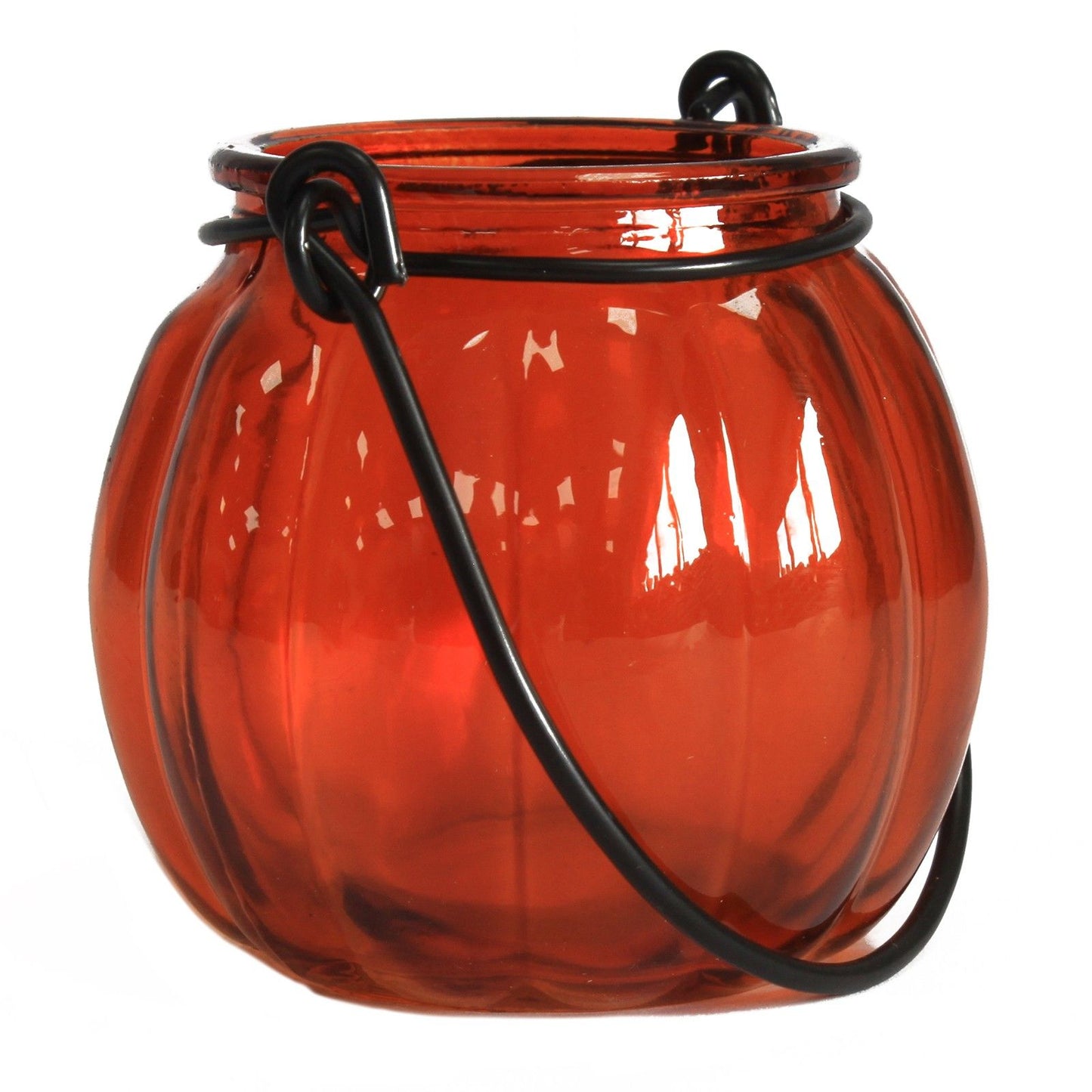 Recycled Pumpkin Candle Lantern - Amber