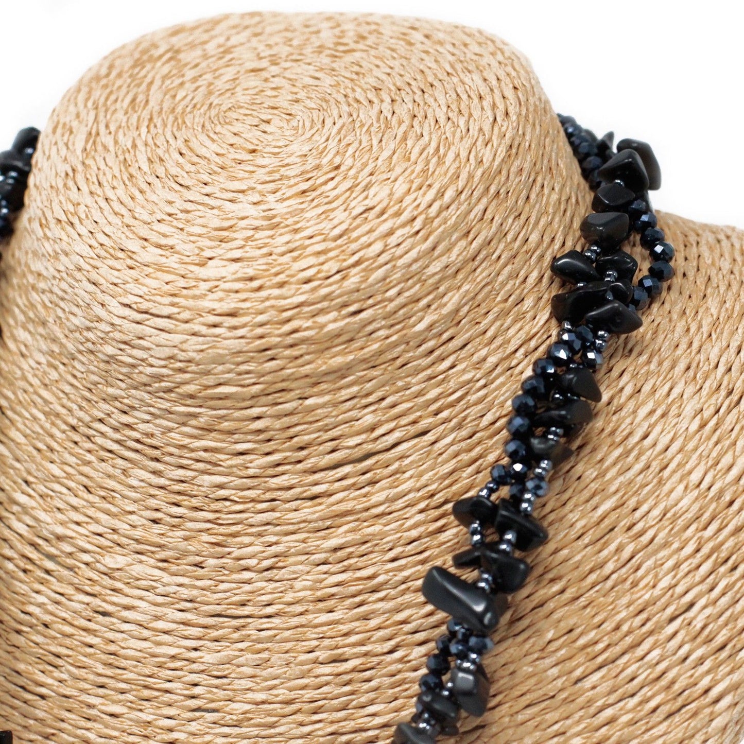 Chipstone & Bead Necklace - Black Agate