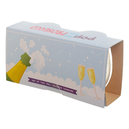 Pop the Prosecco Set of 2 Glass Tumblers - Prosecco Slogans