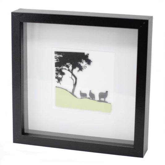Paper Cutout Black Picture Frame - Sheep