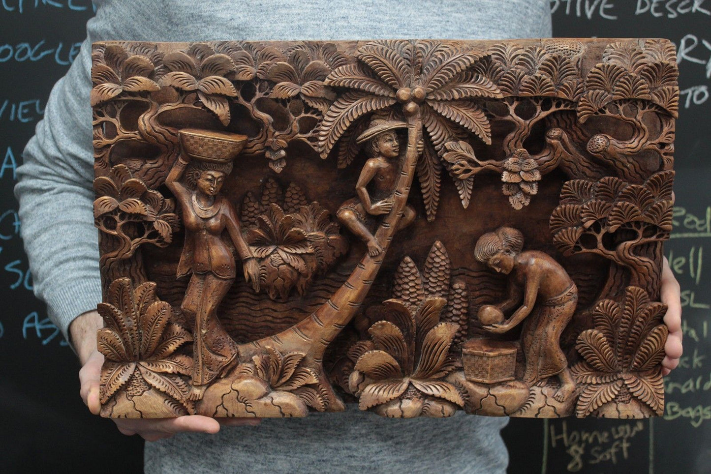 Bali Artisan Panels - Palm Tree & Flowers
