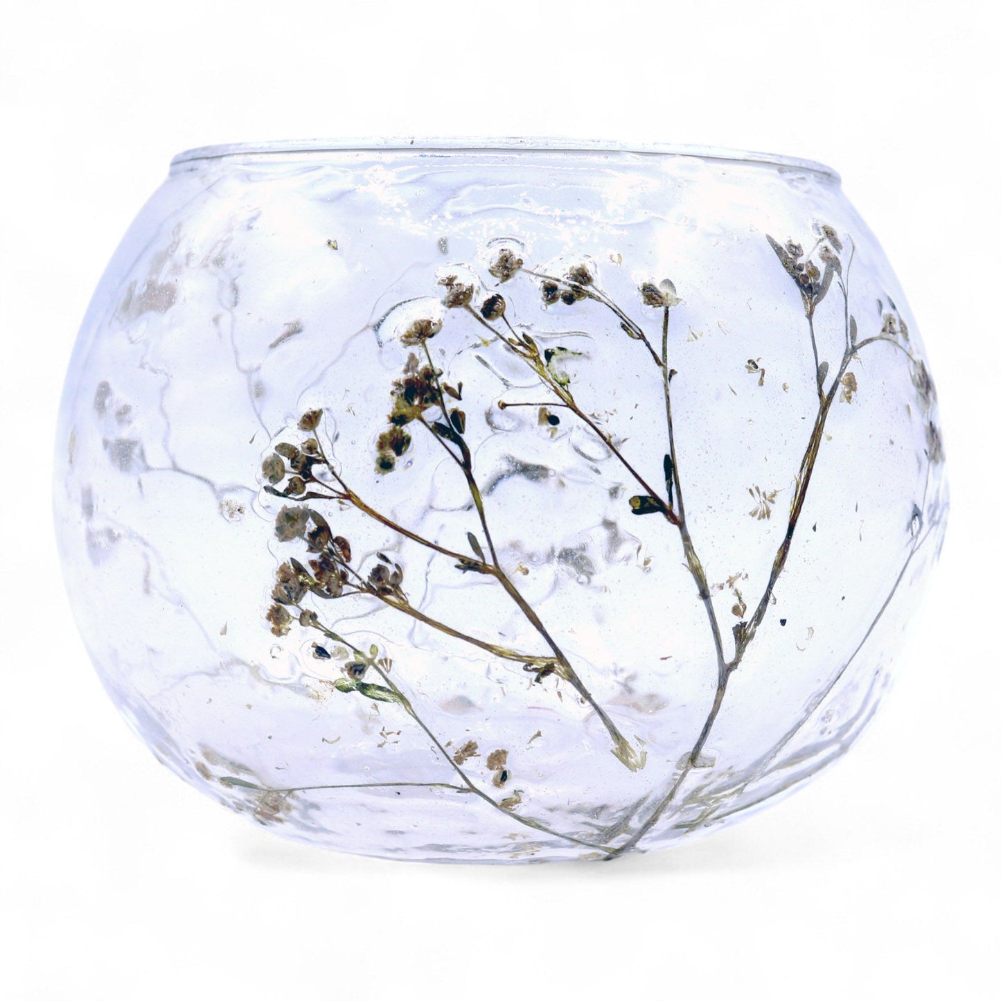Natural Floral Glass - Bowl Candle Holder - Margarita - (8x10cm)