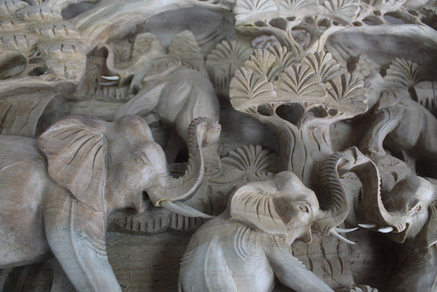 Bali Artisan Panels - Elephants & Volcano Natural Color