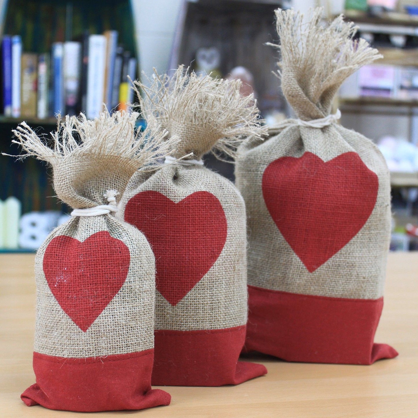 Danish Pouch Set of 3 - Red & Heart