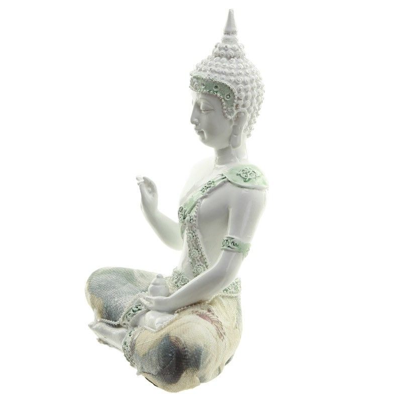 Thai Buddha White Gloss & Cream Figurine - Enlightenment