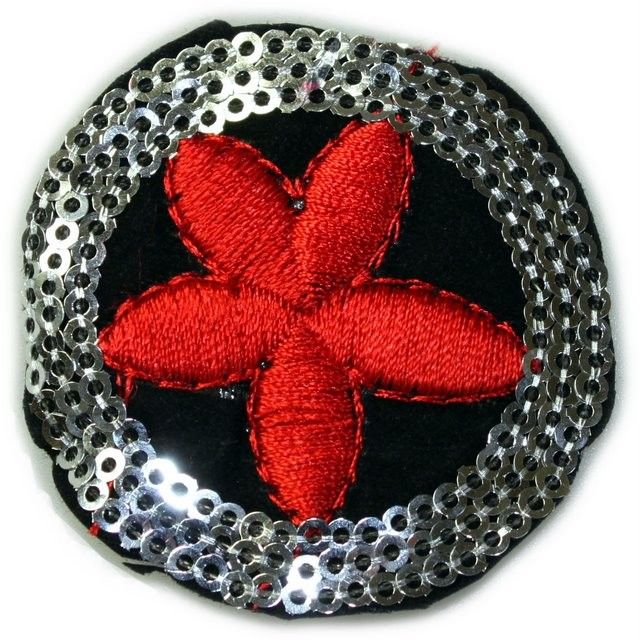 Red & Silver Circle - aprx 60 pieces