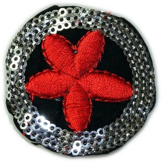 Red & Silver Circle - aprx 60 pieces