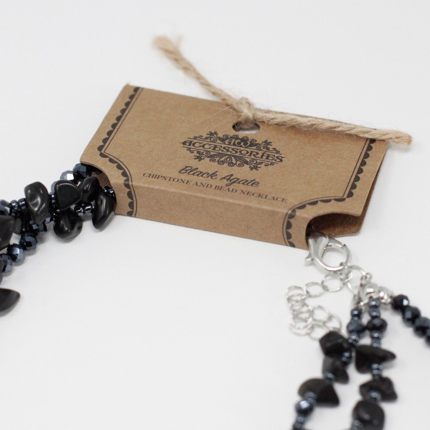 Chipstone & Bead Necklace - Black Agate