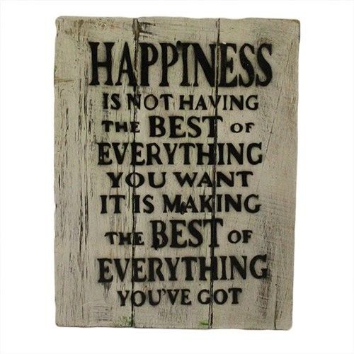 Rough Wooden Signs - Happiness