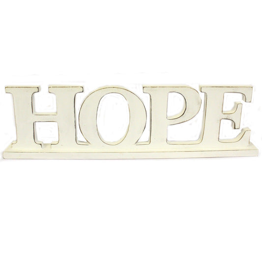 Standing Wooden Words - HOPE - Whitewash