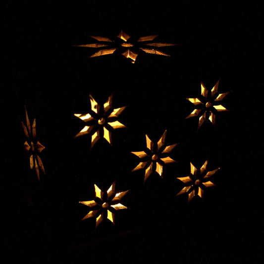Long Wooden LED Light Shadow Box - Stars