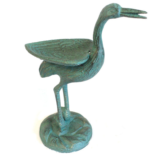 Cast Iron Bird Feeder - Stork - Verdigris