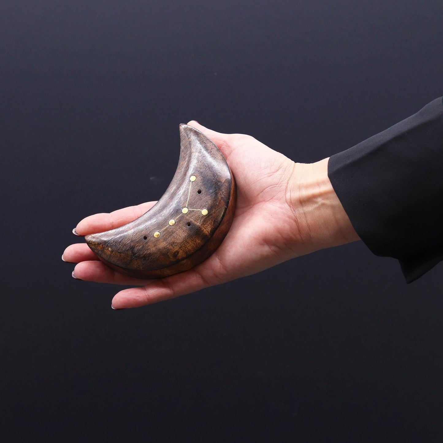 Engraved and Brass Zodiac Sign Incense Burner - Moon
